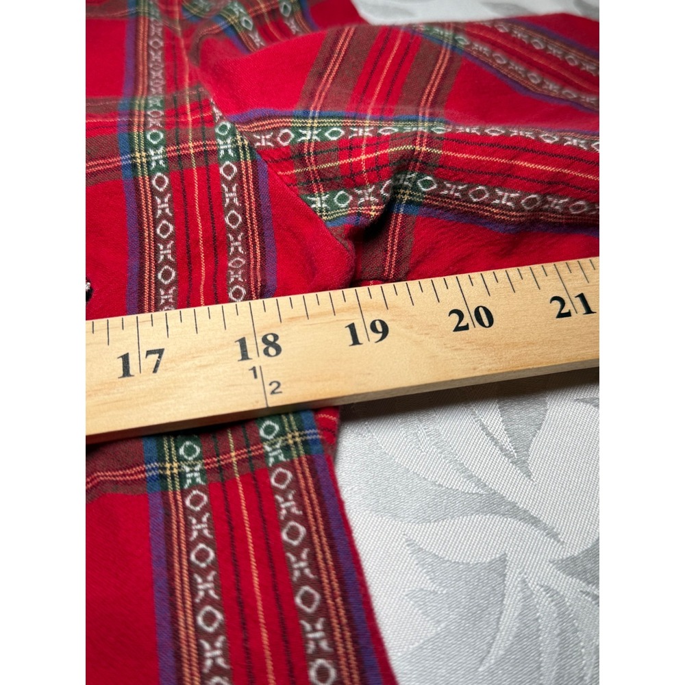Karen Scott Sport Red Plaid Christmas Embroidered Cute Cotton Shirt Large - Picture 6 of 7